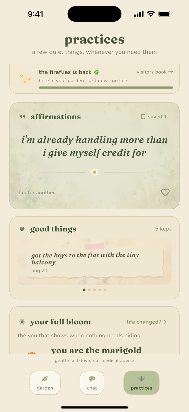 a personalized affirmation in the app