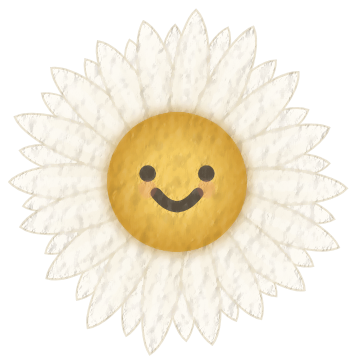 daisy, a small painted flower with a gentle smile